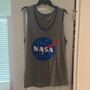 NASA Gray Tank Top with Blue Trim